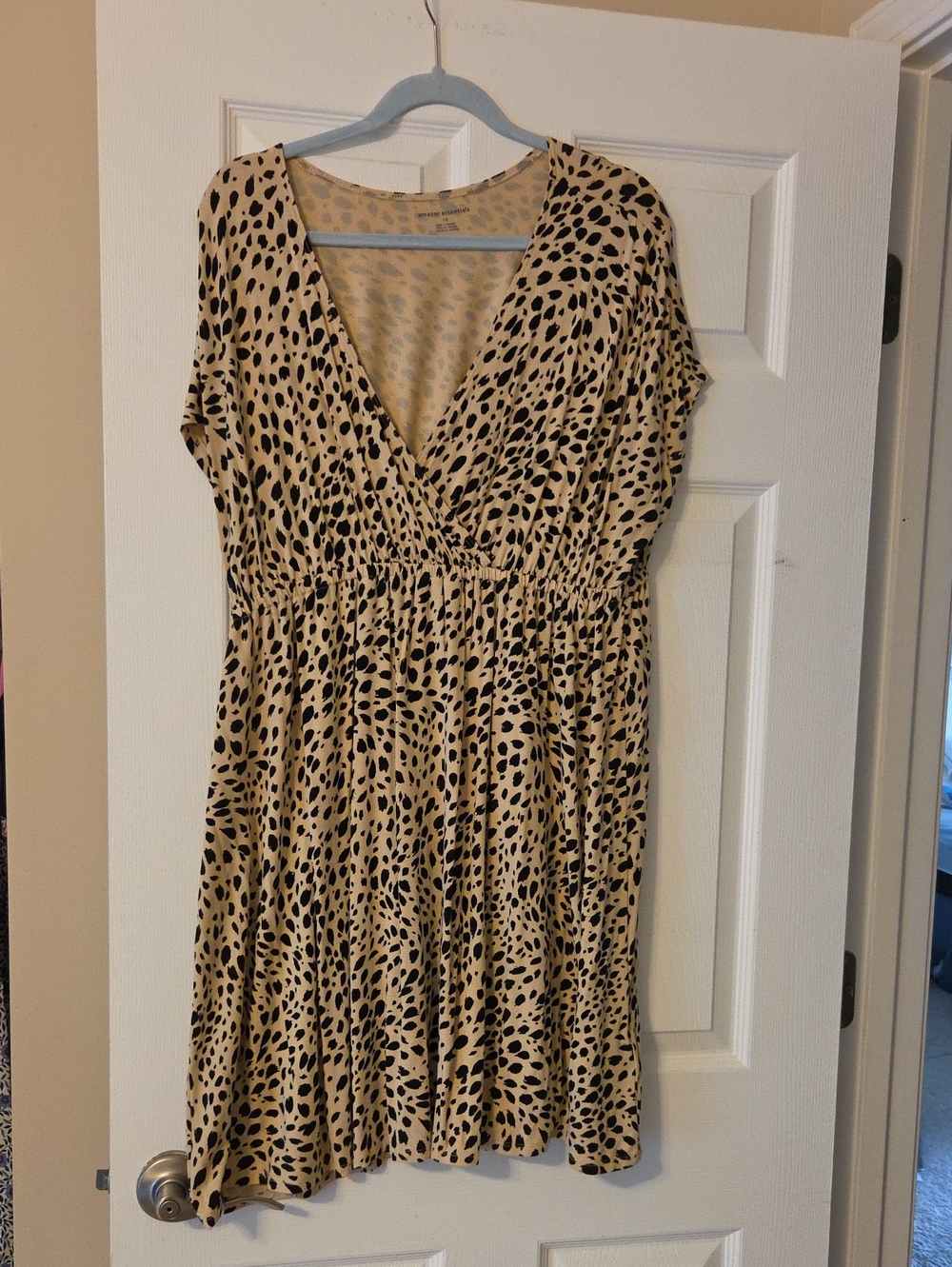 Amazon Essentials Beige Dress with Black Spot Print